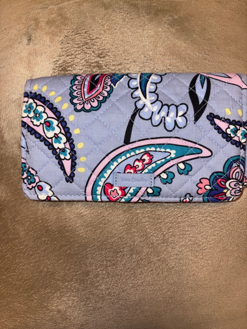 Vera Bradley Quilted Paisley Wallet in Lavender with Teal & Pink Accents